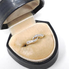 Bypass Wedding Ring - Mid Century 14k Yellow Gold Two Tone .16 CTW Antique Diamond Twist Band - Circa 1940s Size 4 1/4 Fine Bridal Jewelry