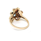 Vintage Zircon Ring - Mid Century 10k Yellow Gold Round Faceted Natural Blue 1.13 CT Gem - Circa 1940s Era Size 5 3/4 Flowers Fine Jewelry