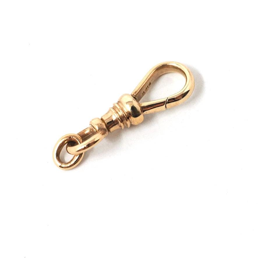 Antique Dog Clip - Edwardian 10k Rosy Yellow Gold Necklace Finding Stationary Clasp - Circa 1910s Era Charm Pendant Holder Fine Jewelry