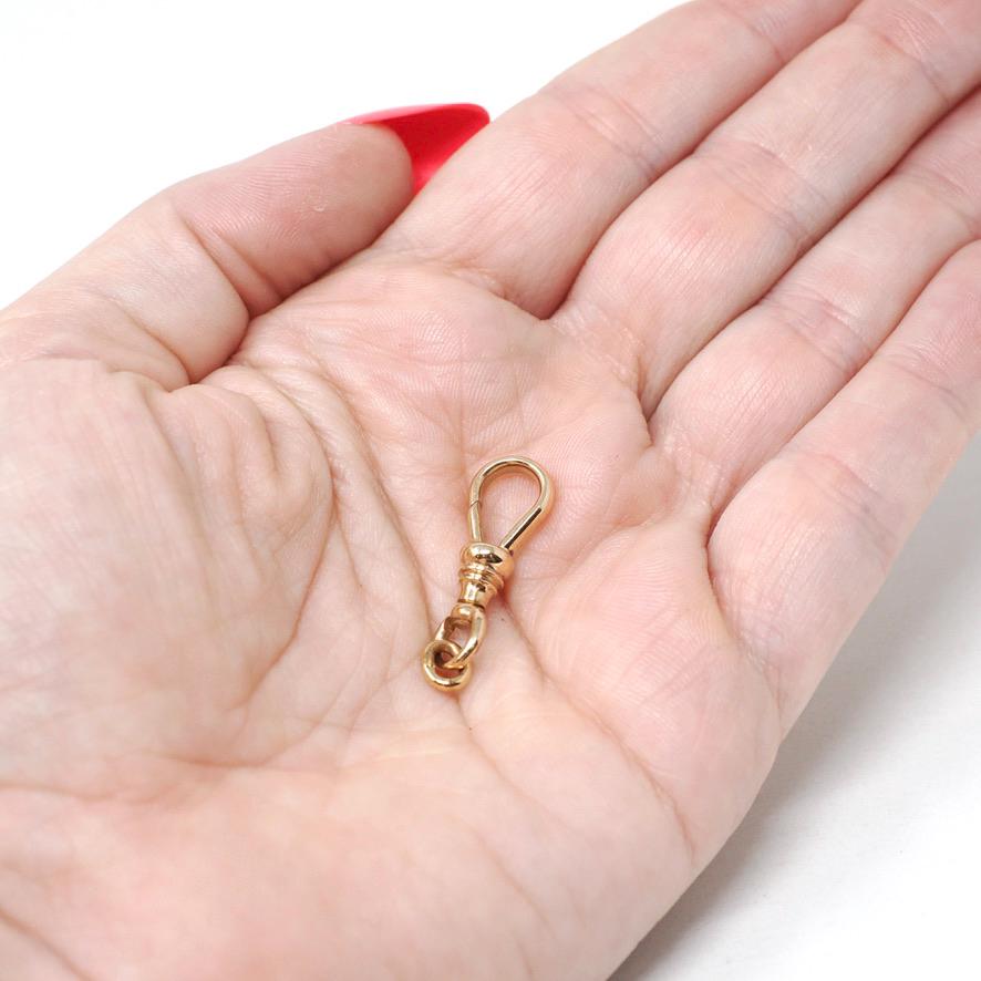 Antique Dog Clip - Edwardian 10k Rosy Yellow Gold Necklace Finding Stationary Clasp - Circa 1910s Era Charm Pendant Holder Fine Jewelry