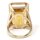 Vintage Citrine Ring - Retro 14k Yellow Gold Emerald Cut Natural Orange Yellow Gemstone Statement - Circa 1970s Era Size 7 1/2 Fine Jewelry
