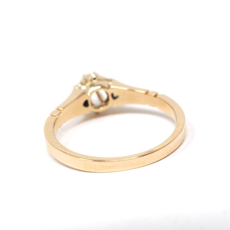 Antique Diamond Ring - Edwardian 14k Yellow Gold Natural .14 CT Old Mine Cut Solitaire - Circa 1900 Size 6 Buttercup Fine Engagement Jewelry