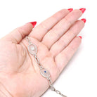 Rock Crystal Quartz Bracelet - Art Deco 14k White Gold Natural Diamond & Sapphire Accents - Circa 1930s Era Filigree Fine Panel Link Jewelry