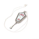 Antique Flower Locket - Art Deco Sterling Silver Floral & Bird Guilloche Enamel Necklace Pendant - Circa 1920s Rose Tassel Keepsake Jewelry