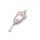 Antique Flower Locket - Art Deco Sterling Silver Floral & Bird Guilloche Enamel Necklace Pendant - Circa 1920s Rose Tassel Keepsake Jewelry