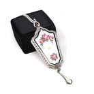 Antique Flower Locket - Art Deco Sterling Silver Floral & Bird Guilloche Enamel Necklace Pendant - Circa 1920s Rose Tassel Keepsake Jewelry
