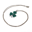 Vintage Shamrock Necklace - Mid Century Sterling Silver Green Enamel Clover Pendant - Circa 1940s Three Leaf Wood Sorrel Good Luck Jewelry