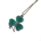 Vintage Shamrock Necklace - Mid Century Sterling Silver Green Enamel Clover Pendant - Circa 1940s Three Leaf Wood Sorrel Good Luck Jewelry