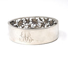 Antique Floral Bangle - Victorian Sterling Silver Pierced Floral Tri Tone Bracelet - Circa 1880s Rose & Yellow Gold Accented Fashion Jewelry