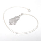 Art Deco Necklace - Vintage 10k White Gold .07 CT Diamond Lavalier Necklace - Circa 1930s Era Lacy Filigree Statement Fine Esemco Jewelry