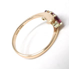 Ruby Bypass Ring - Estate 14k Yellow Gold .72 CTW Oval Pink Gems - Modern Circa 1990s Era Diamond Accented Size 5 1/4 Fine Statement Jewelry