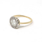 Antique Diamond Flower Ring - Edwardian Era 18k Yellow Gold Platinum 1.07 CTW Natural Gems - Circa 1910s Size 6.5 Two Tone Halo Fine Jewelry
