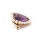 Vintage Heart Brooch - Mid Century 14k Yellow Gold Purple Amethyst & Seed Pearl Halo Pin - Circa 1940s February June Birthstone Fine Jewelry