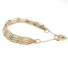 Vintage Padlock Bracelet - Retro Era 9ct Yellow Gold Heart Shaped Key Hole Charm Clasp - Hallmarked 1979 Fancy Link Style Chain Fine Jewelry