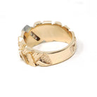 Textured Cigar Band - Retro 14k Yellow Gold & 10k White Gold .04 CTW Diamond Accent Stacking Ring - Dated 1976 Size 4 3/4 Fine Jewelry