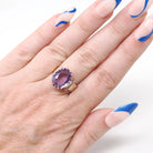 Victorian Amethyst Ring - Antique 10k Rosy Yellow Gold Purple 5.17 CT Gemstone - Late 1800s Era Size 6 3/4 February Birthstone Fine Jewelry