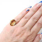 Antique Citrine Ring - Edwardian 10k Yellow Gold Natural Yellow Oval Bezel Gemstone Solitaire - Vintage Early 1900s Era Size 4 Fine Jewelry