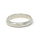 Modern Wedding Band - Estate 10k White Gold 3.92 MM Comfort Fit Ring - Unisex Size 8 1/2 Plain Stacking Fine Minimalist Unity Bridal Jewelry