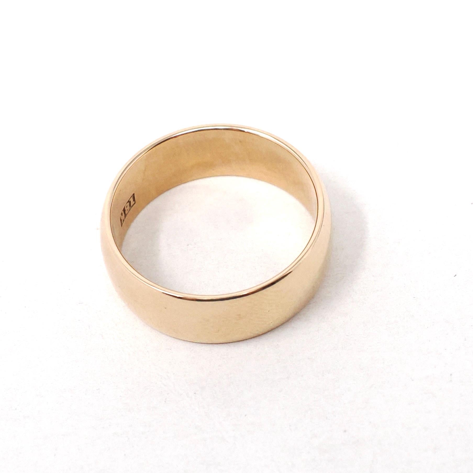 Antique Wedding Band - Edwardian 18k Yellow Gold 6.5 mm Stacking Unadorned Ring - Circa 1910s Era Size 6 Comfort Fit Fine Bridal Jewelry