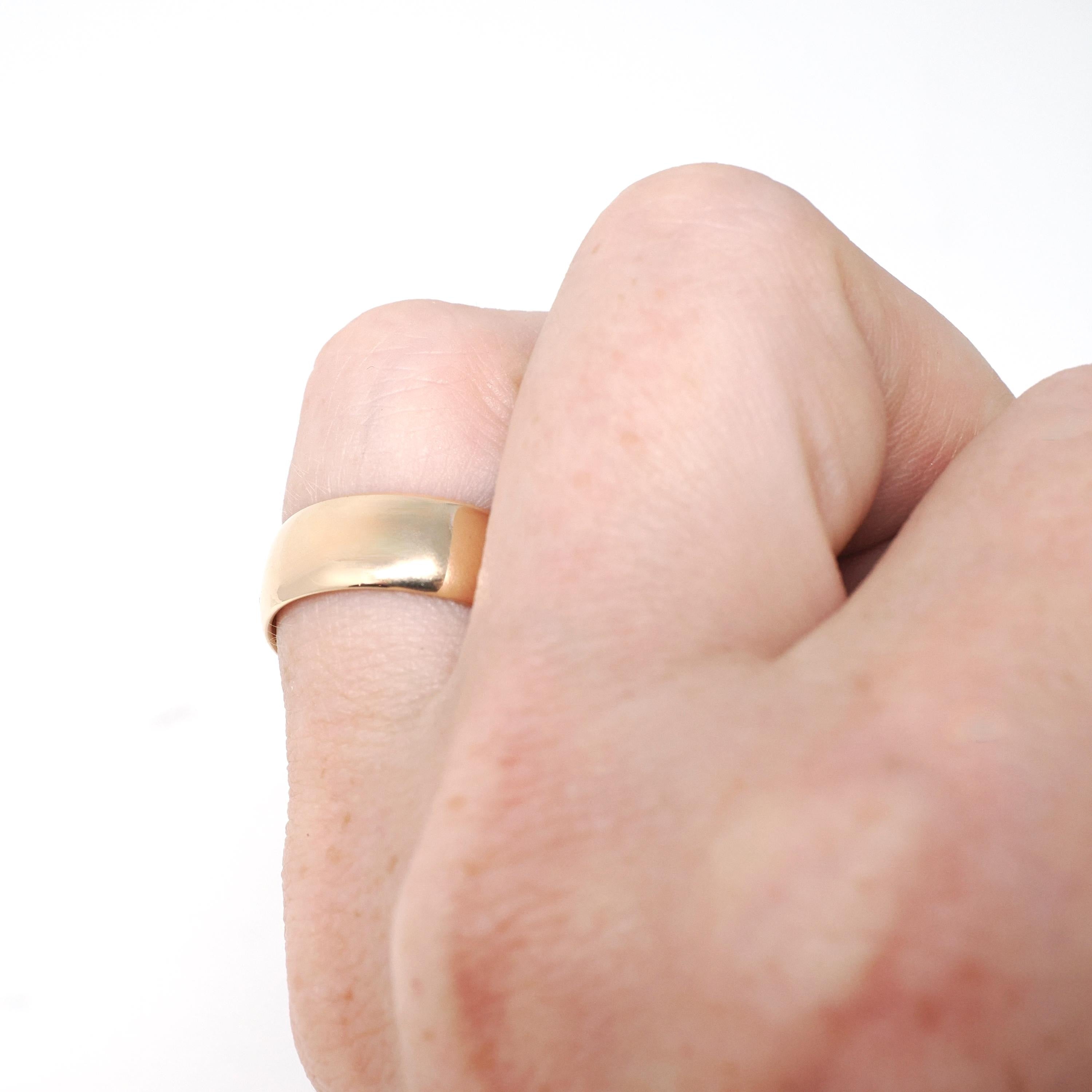 Antique Wedding Band - Edwardian 18k Yellow Gold 6.5 mm Stacking Unadorned Ring - Circa 1910s Era Size 6 Comfort Fit Fine Bridal Jewelry