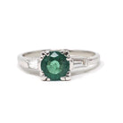Vintage Emerald & Diamond Ring - Mid Century Platinum Natural Green Gemstone Engagement - Circa 1960s Era Size 7 1/4 Solitaire Fine Jewelry