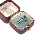 Vintage Emerald & Diamond Ring - Mid Century Platinum Natural Green Gemstone Engagement - Circa 1960s Era Size 7 1/4 Solitaire Fine Jewelry