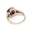 Vintage Created Ruby Ring - Mid Century 10k Yellow Rose Gold Round Target Statement Circa 1940s Size 5 1/2 Two Tone July Birthstone Jewelry