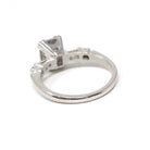 Diamond Engagement Ring - Mid Century Era Platinum .47 CT Emerald Cut & Accents - Engraved Valentine's Day 1958 Fine Illusion Bridal Jewelry