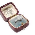 Diamond Engagement Ring - Mid Century Era Platinum .47 CT Emerald Cut & Accents - Engraved Valentine's Day 1958 Fine Illusion Bridal Jewelry