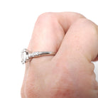 Diamond Engagement Ring - Mid Century Era Platinum .47 CT Emerald Cut & Accents - Engraved Valentine's Day 1958 Fine Illusion Bridal Jewelry