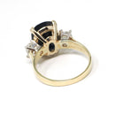 Sapphire & Diamond Ring - Estate 18k Yellow 14k White Gold Natural Blue Gem 1.18 CTW Old Mine Cut - Modern Circa 2000s Size 7 Fine Jewelry