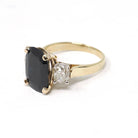 Sapphire & Diamond Ring - Estate 18k Yellow 14k White Gold Natural Blue Gem 1.18 CTW Old Mine Cut - Modern Circa 2000s Size 7 Fine Jewelry