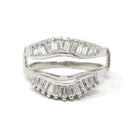 Vintage Diamond Ring Jacket - Estate Platinum Natural Baguette Cut Gemstones Halo Cluster - Modern Circa 1990s Size 7 Wedding Fine Jewelry