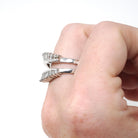 Vintage Diamond Ring Jacket - Estate Platinum Natural Baguette Cut Gemstones Halo Cluster - Modern Circa 1990s Size 7 Wedding Fine Jewelry