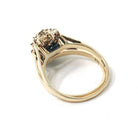 Reversible Flip Ring - Estate 14k Yellow Gold Natural Diamond Green Topaz Double Sided Statement - Circa 2000's Size 7 Cluster Fine Jewelry