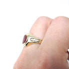 Art Deco Ring - Vintage 10k Yellow Gold Bezel Set Created Red Ruby Gemstone - Circa 1930s Size 10 July Birthstone Fine Statement Jewelry