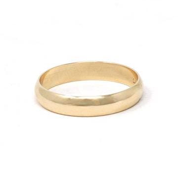 Vintage Wedding Band - Mid Century 14k Yellow Gold 4.2 MM Half Round Ring - Circa 1960s Era Size 9.5 Unisex Signed Dason Fine Bridal Jewelry