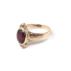 Victorian Garnet Ring - Antique 10k Rose Gold Natural Oval Red 1.87 CT Gemstone Seed Pearls - Vintage Late 1800s Size 8 Leaf Fine Jewelry