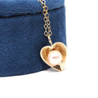 Vintage Heart Charm - Mid Century 14k Yellow Gold Cultured Pearl Pendant Necklace - Circa 1940s Era Dainty Fine Love June Birthstone Jewelry
