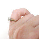 Vintage Diamond Ring - Mid Century 14k Yellow Gold Platinum Natural Gem Solitaire Engagement - Circa 1950s Era Size 4 Fine Bridal Jewelry