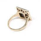 Vintage Shield Ring - Mid Century 14K Yellow & White Gold Natural .12 CT Diamond - Circa 1950s Era Size 6 3/4 Illusion Style Fine Jewelry