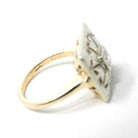 Vintage Shield Ring - Mid Century 14K Yellow & White Gold Natural .12 CT Diamond - Circa 1950s Era Size 6 3/4 Illusion Style Fine Jewelry