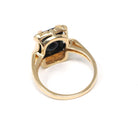 Vintage Onyx Ring - Mid Century 10k Yellow Gold Rectangular Black Cut Gem - Circa 1940s Era Size 3 1/4 Natural Diamond Chalcedony Jewelry
