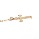 Vintage Cross Pendant - Mid Century 10k Yellow Gold Floral Etching Charm Necklace - Circa 1940s Era Dainty Religious Faith Esemco Jewelry