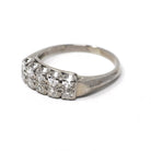 Mid Century Ring - Vintage 14k White Gold .40 CTW Diamond Two Row Wedding Band - Circa 1950s Size 6 1/2 Fine Stacking Bridal Jewelry