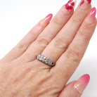 Mid Century Ring - Vintage 14k White Gold .40 CTW Diamond Two Row Wedding Band - Circa 1950s Size 6 1/2 Fine Stacking Bridal Jewelry