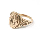 Edwardian Signet Ring - Antique 10k Yellow Gold JPR Engraved Script Monogram Initials - Art Nouveau 1910s Era Size 9 Fine Vines Jewelry