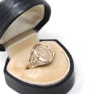 Edwardian Signet Ring - Antique 10k Yellow Gold JPR Engraved Script Monogram Initials - Art Nouveau 1910s Era Size 9 Fine Vines Jewelry