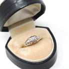 Vintage Engagement Ring - Mid Century 14k Yellow & White Gold .07 CTW Natural Diamonds - Circa 1940s Size 5.75 Two Tone Fine Bridal Jewelry