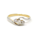 Diamond Bypass Ring - Art Deco 18k Yellow & White Gold .16 CTW Old European Cut Band - Circa 1930s Era Size 6 Fine Bridal Engagement Jewelry